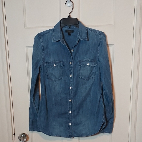 J. Crew Tops - J Crew Chambray Western Style Denim Shirt